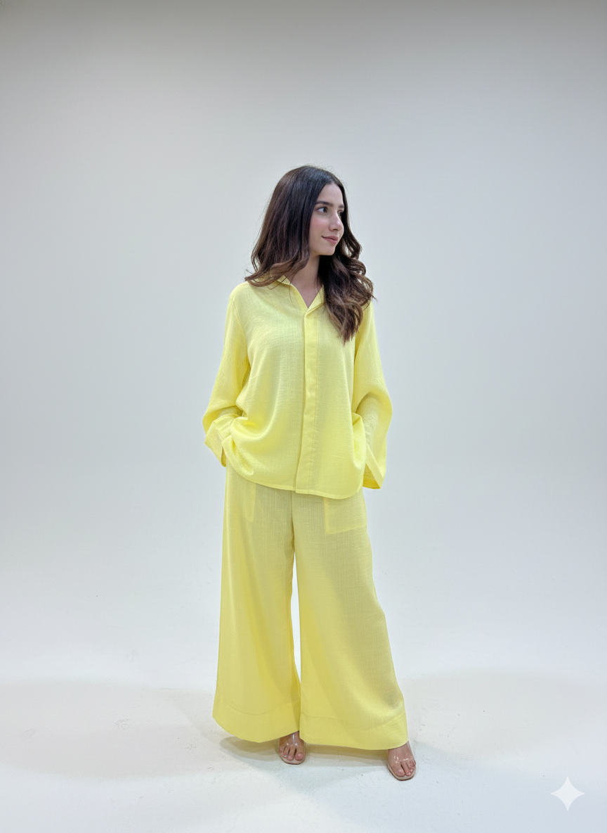 Lemon Zest Linen-Look Two-Piece Set