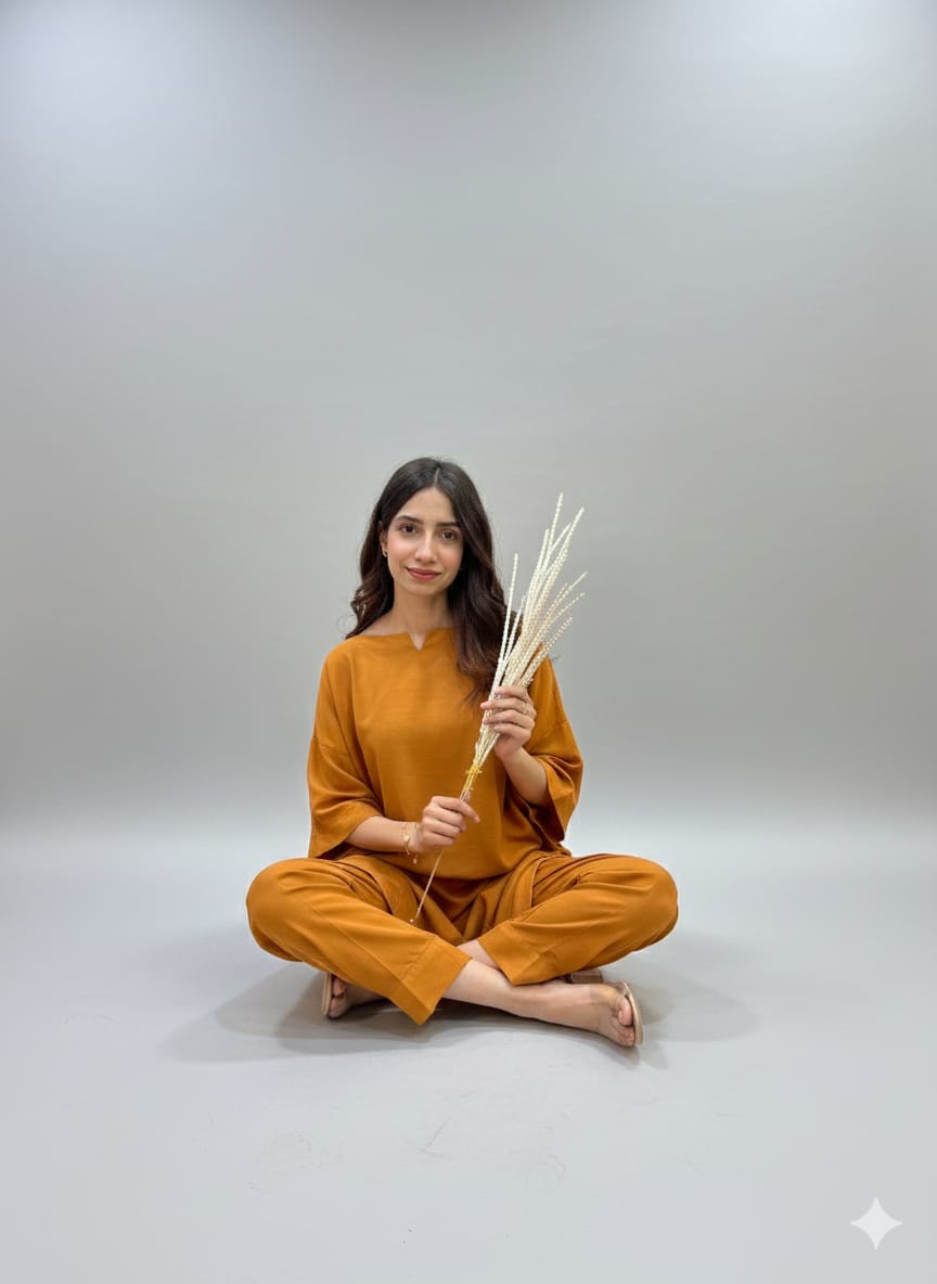 Rich Ochre Tunic & Tapered Pant Co-ord Set