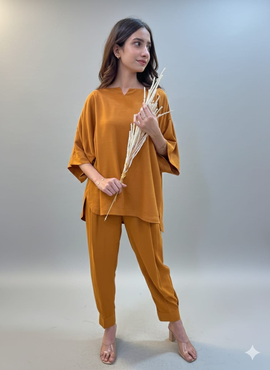 Rich Ochre Tunic & Tapered Pant Co-ord Set