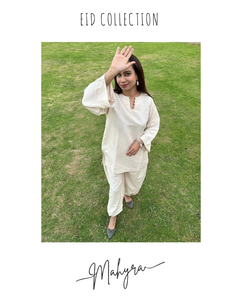 Pearl-Encrusted Balloon style Shalwar Kameez Set