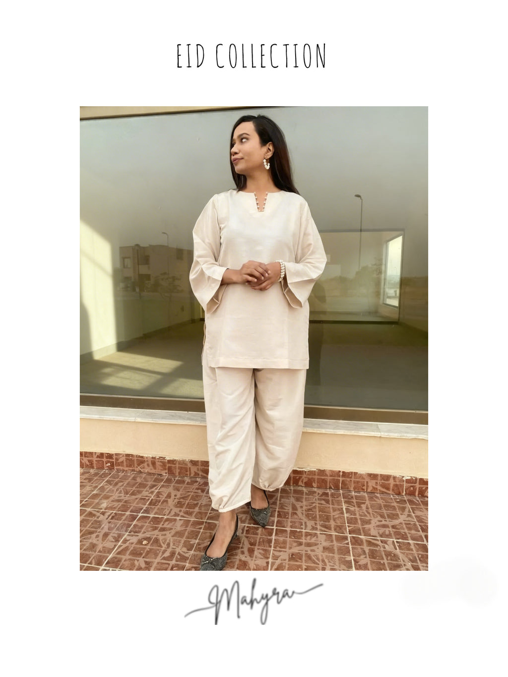 Pearl-Encrusted Balloon style Shalwar Kameez Set