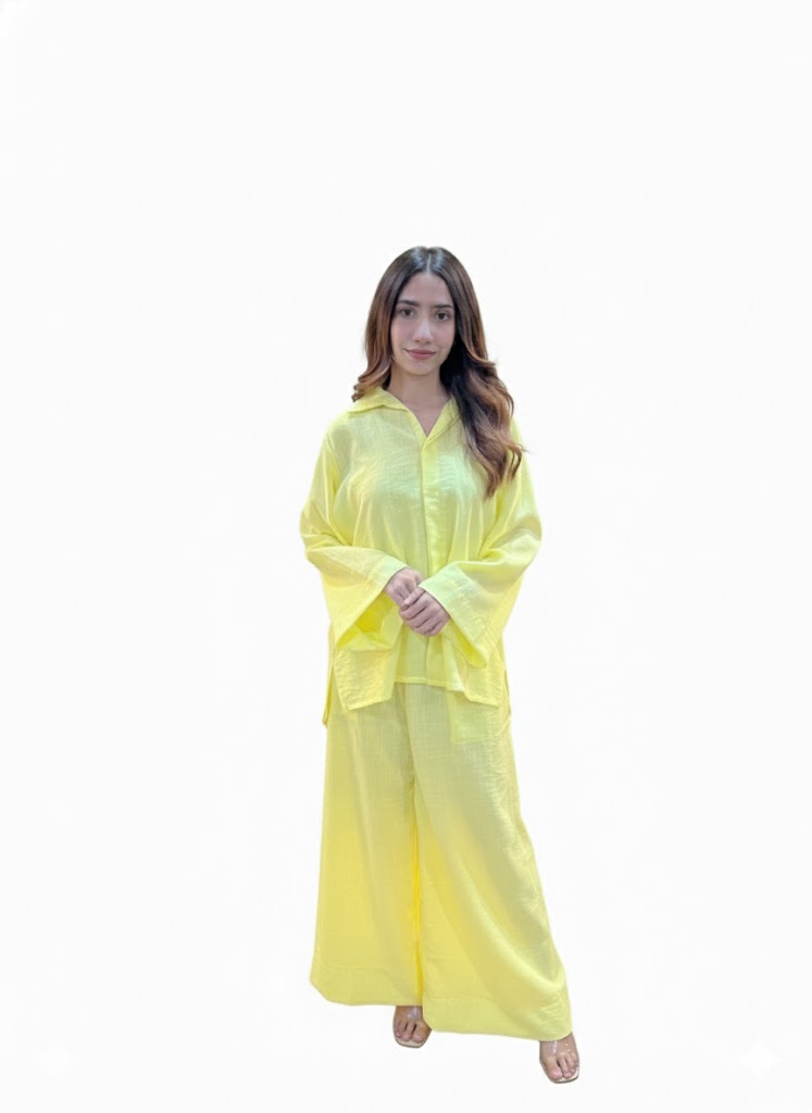 Lemon Zest Linen-Look Two-Piece Set